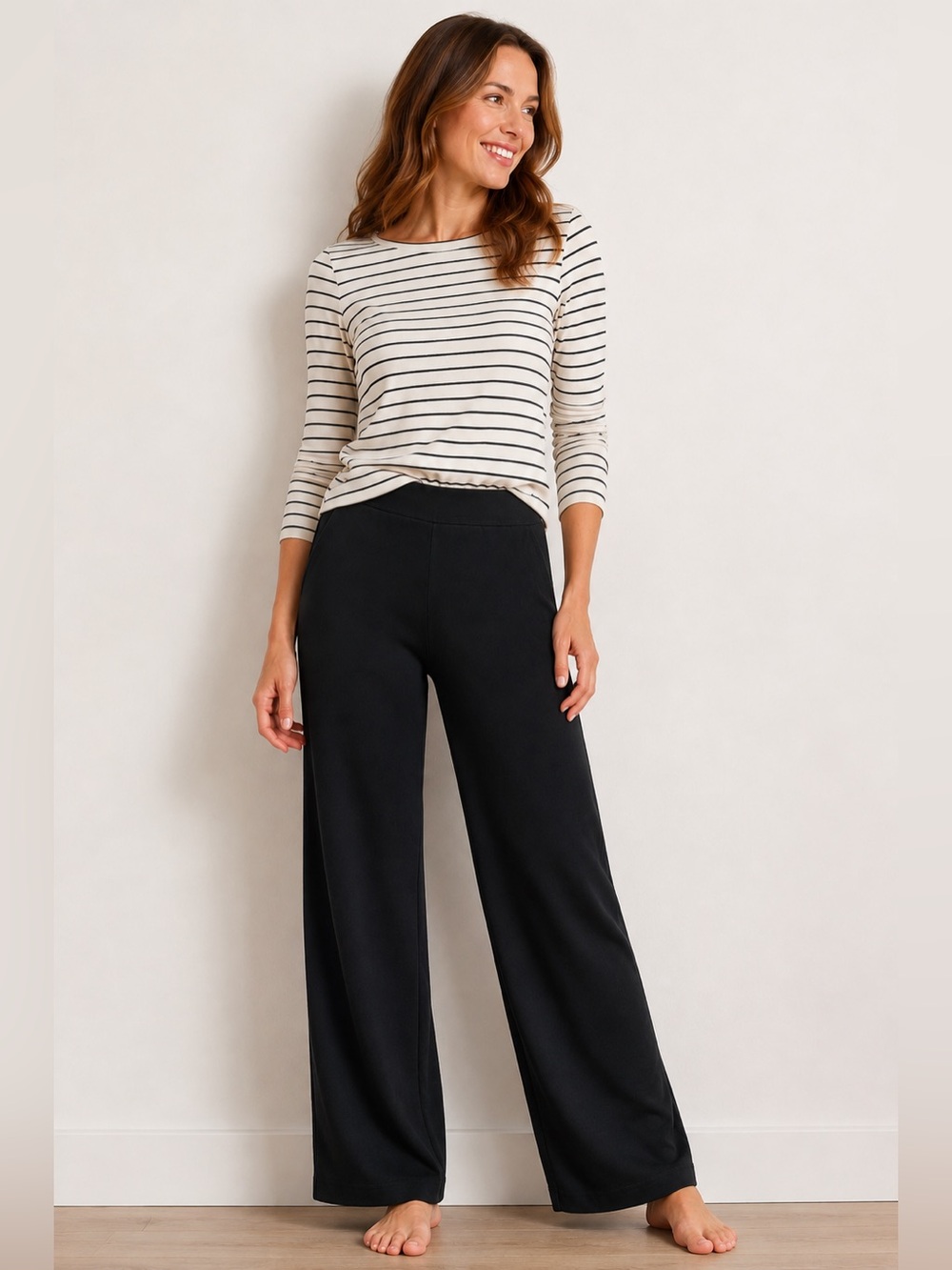 L.L.Bean Black Pull-On Wide Leg Pants – Women’s M Regular